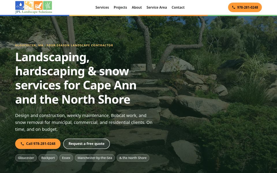 Screenshot of the JPL Landscape Solutions homepage